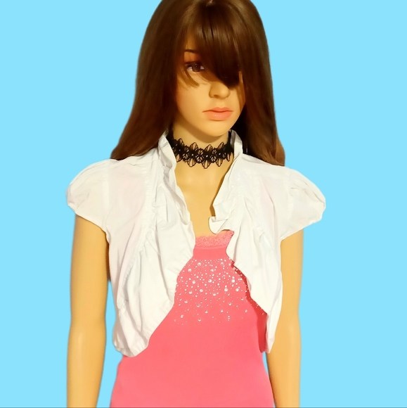 INC L white crop bolero jacket - Picture 2 of 7